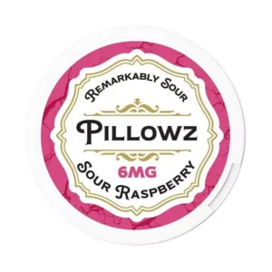 Sour Raspberry Pillowz TFN Nicotine Pouches container with raspberry flavor design